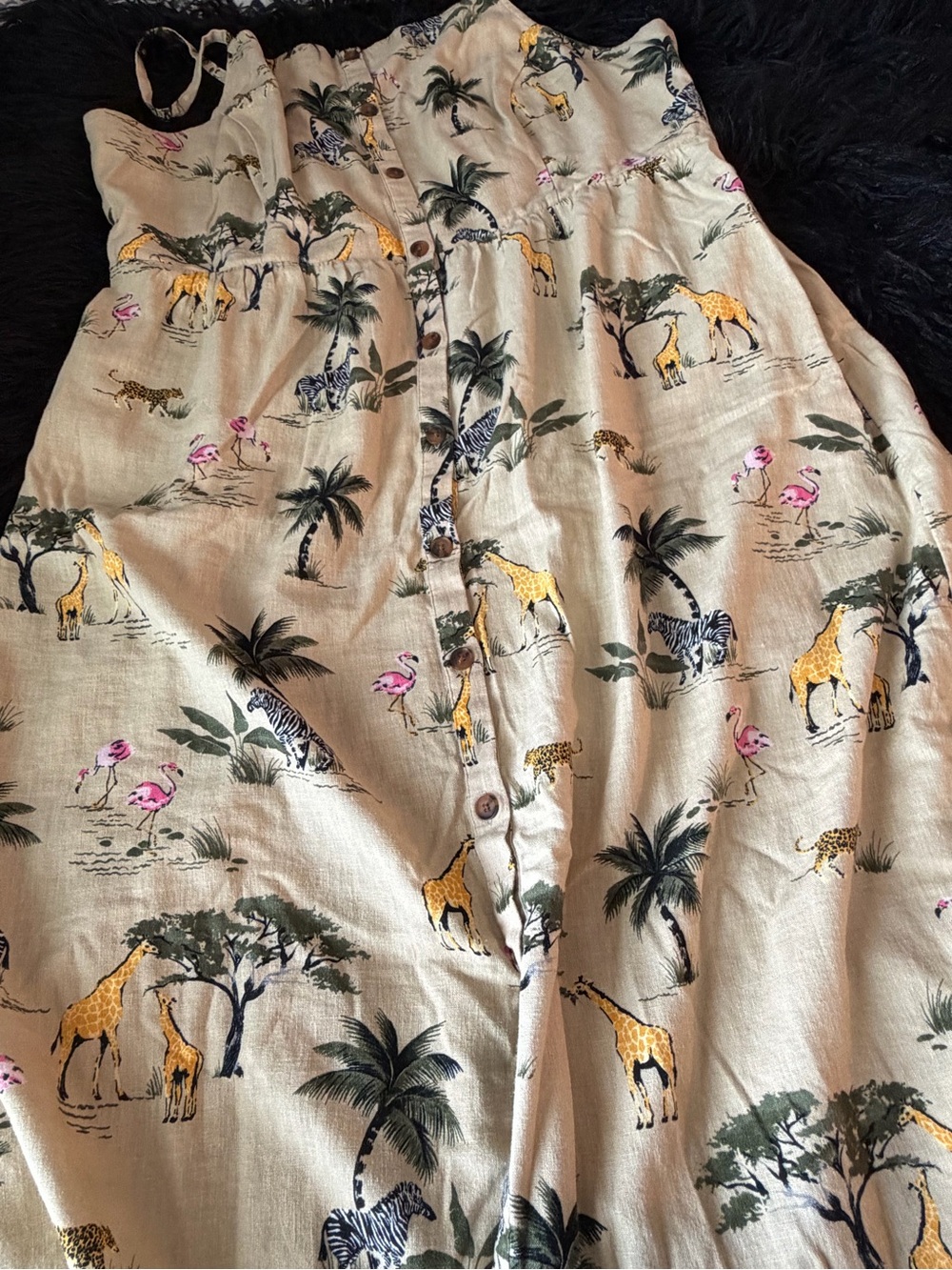 Old Navy Cream Tropical Animal Print Button-Front Sundress XXL - Picture 9 of 9